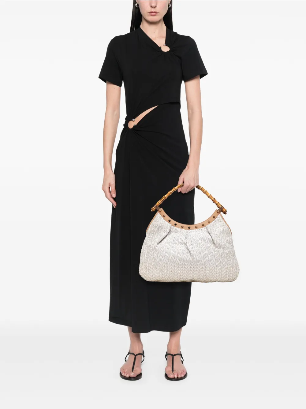 Gucci Pre-Owned 2000-2015 Woven Leather Bamboo Studded hobo bag | Pre-Owned | Image 2