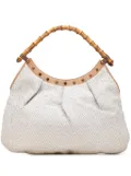Gucci Pre-Owned 2000-2015 Woven Leather Bamboo Studded hobo bag - White