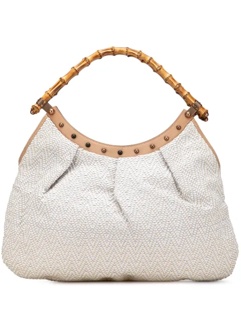Gucci Pre-Owned 2000-2015 Woven Leather Bamboo Studded hobo bag