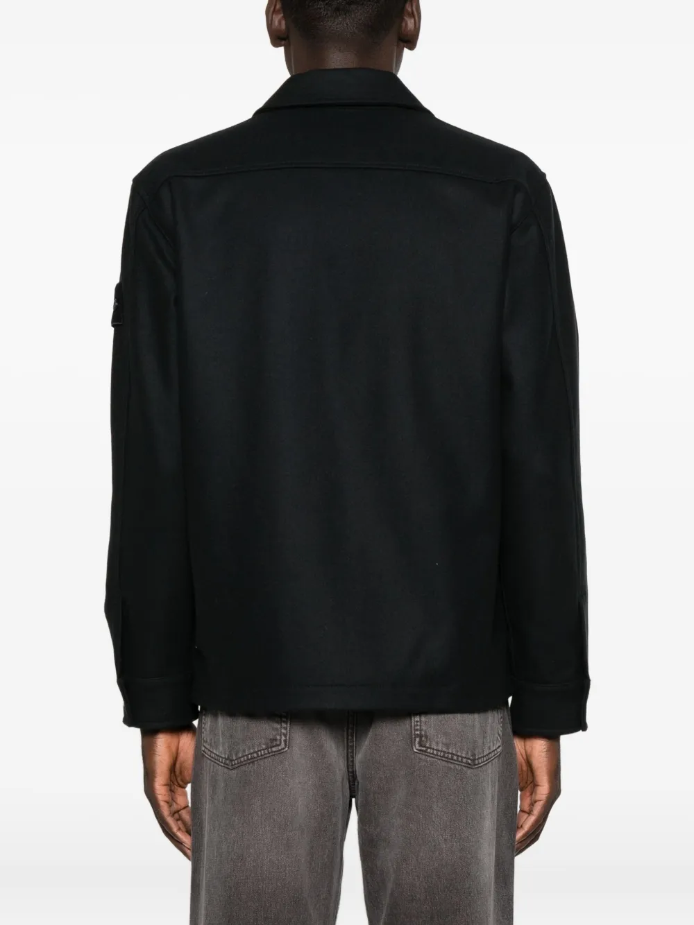 Stone Island Wollen overhemd met opgestikte zak Blauw