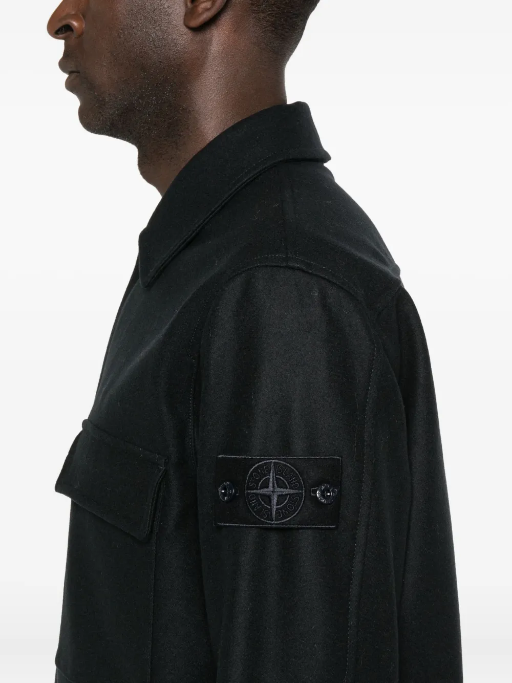 Stone Island Wollen overhemd met opgestikte zak Blauw