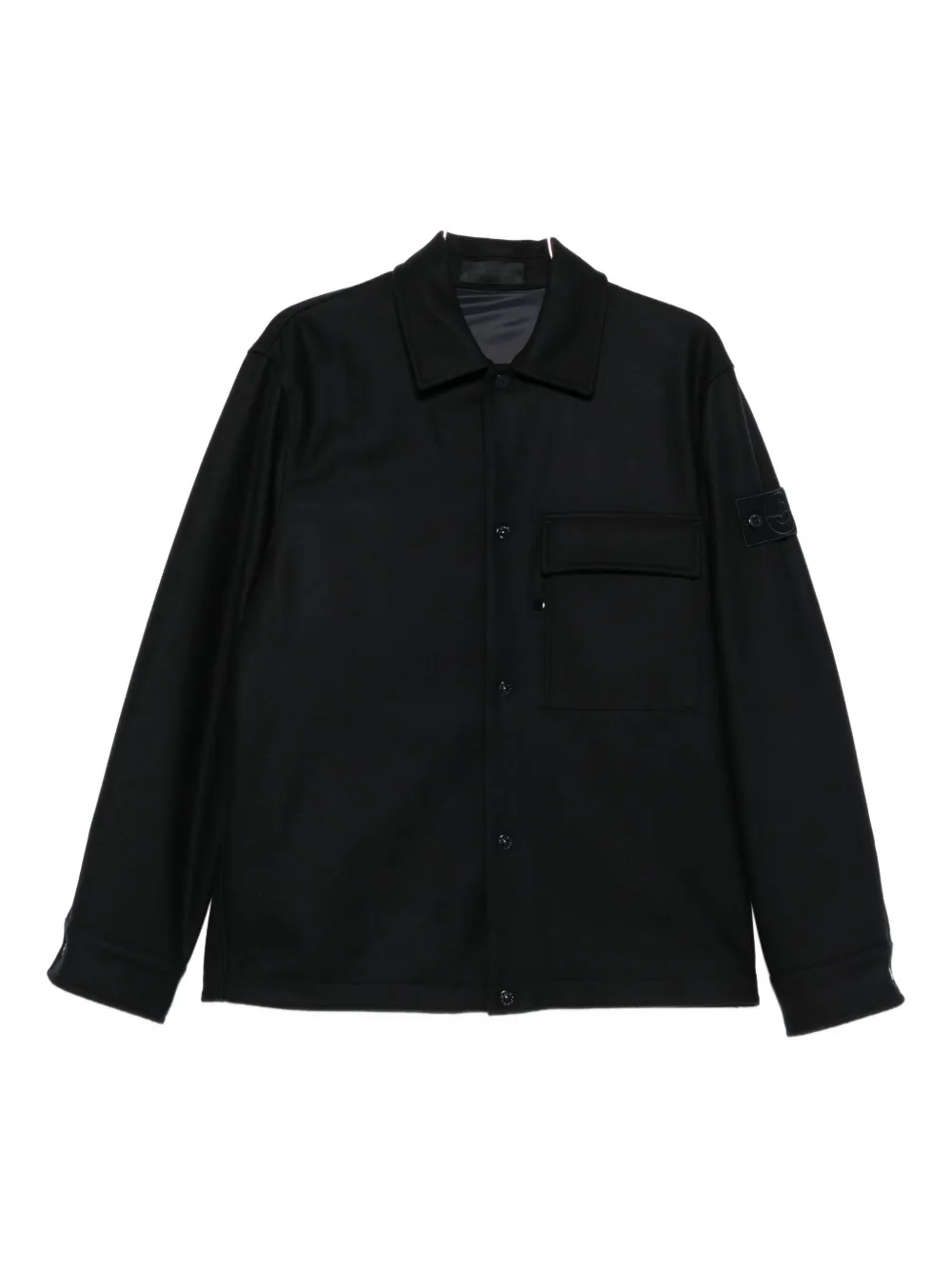Stone Island patch-pocket wool shirt - Blu