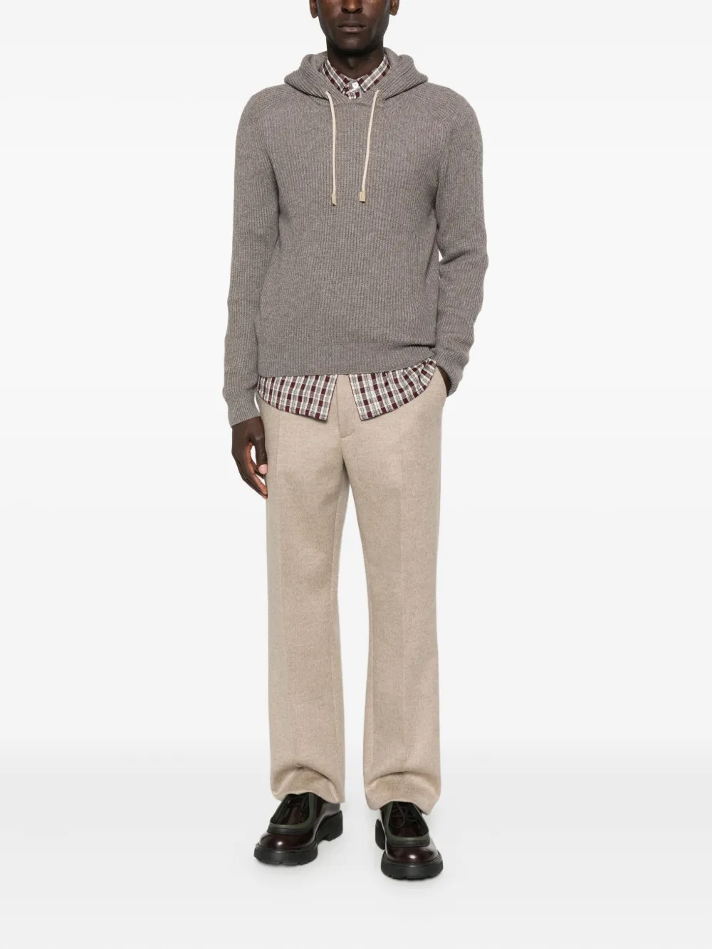 Tagliatore Ribbed Hoodie In Gray
