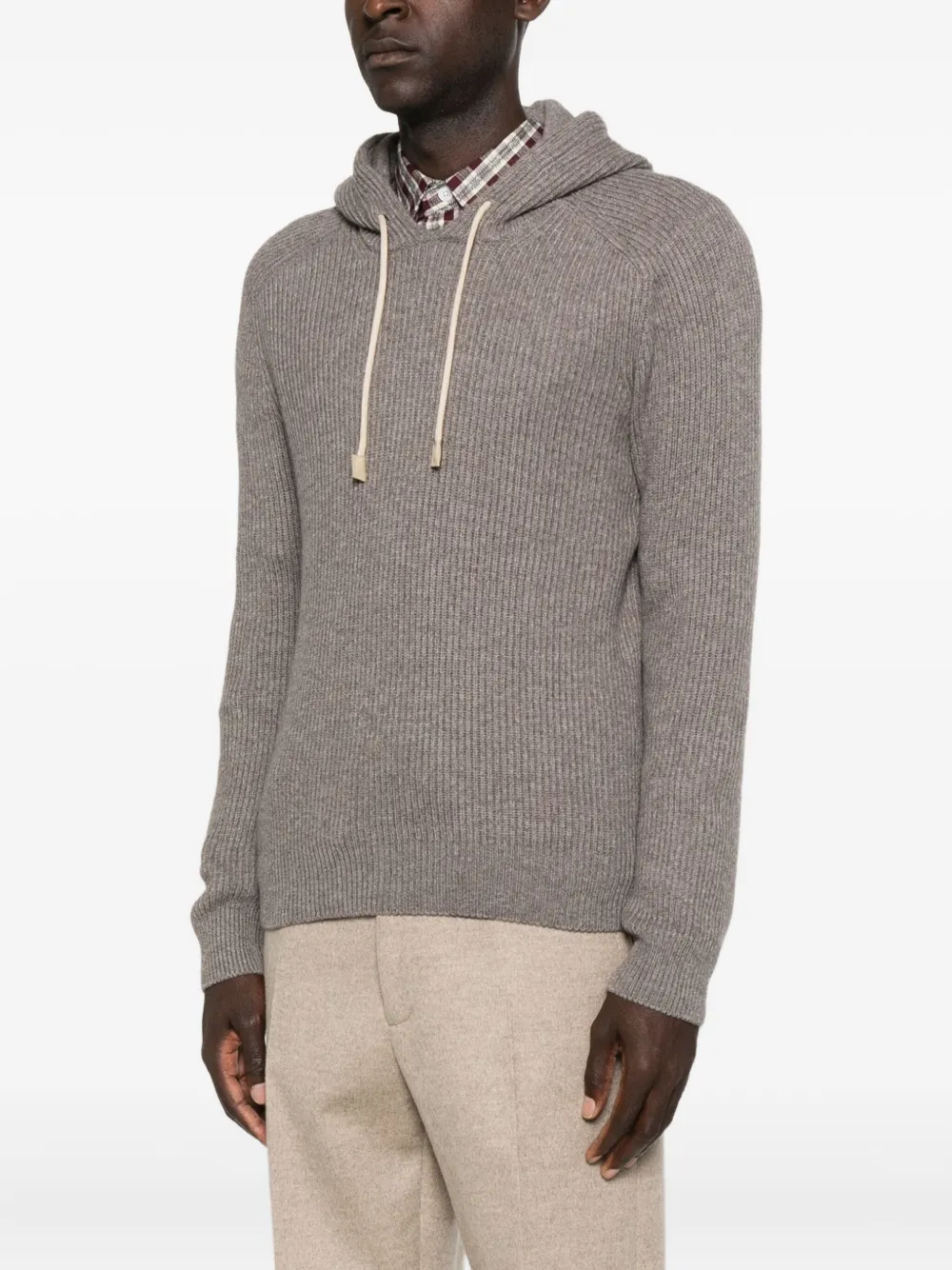 Tagliatore Ribbed Hoodie In Gray