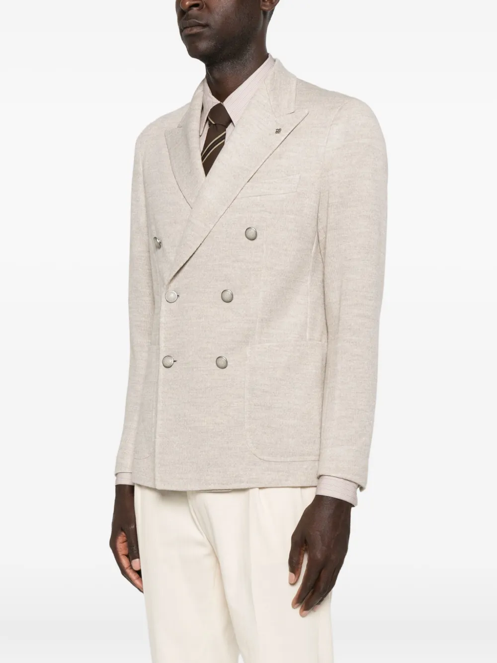 Tagliatore Double-breasted Patch-pocket Jacket In Neutral