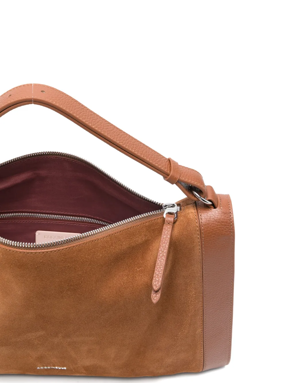 Coccinelle Rectangular Suede Shoulder Bag In Brown