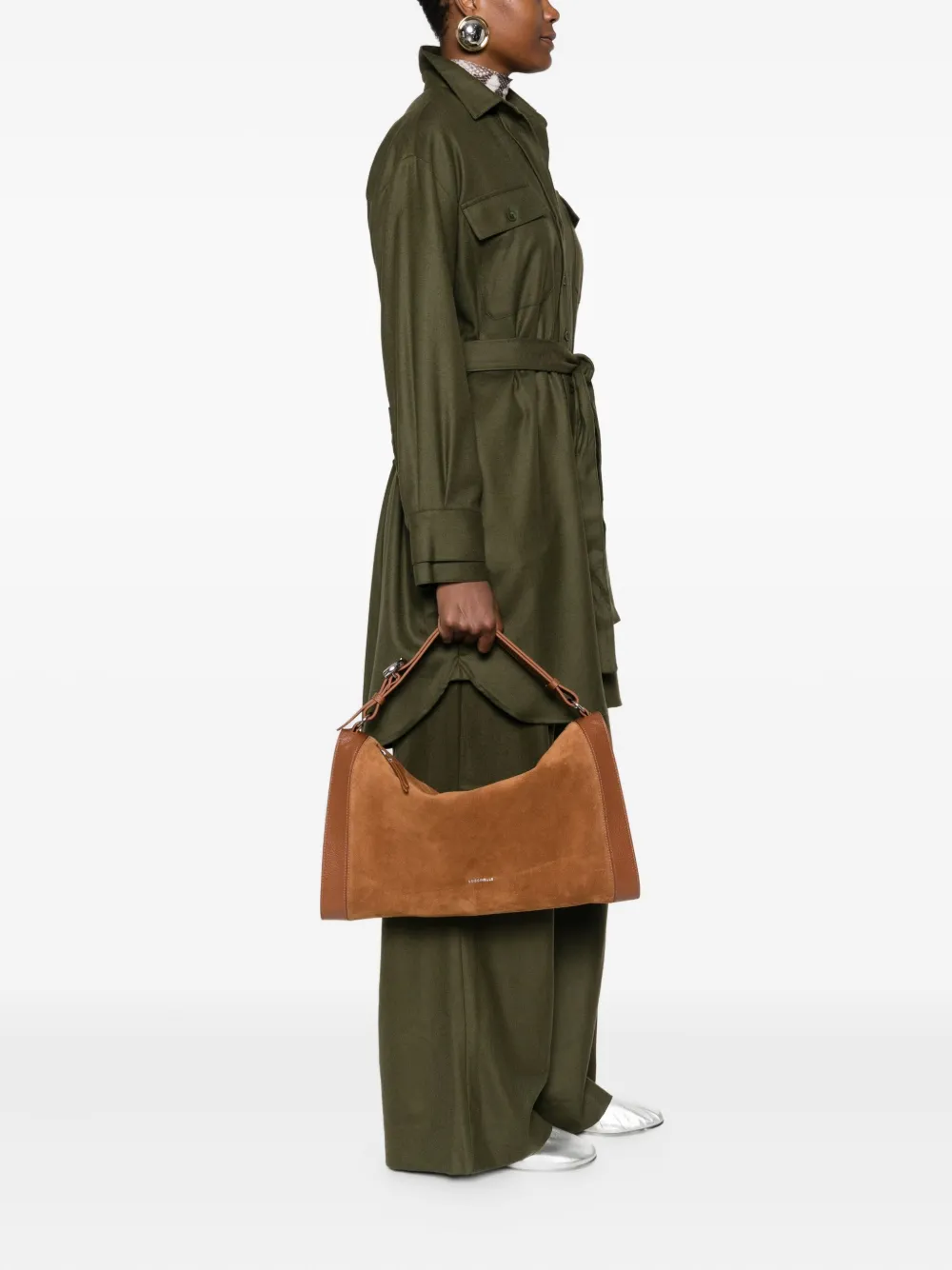 Coccinelle suede shoulder bag - Bruin