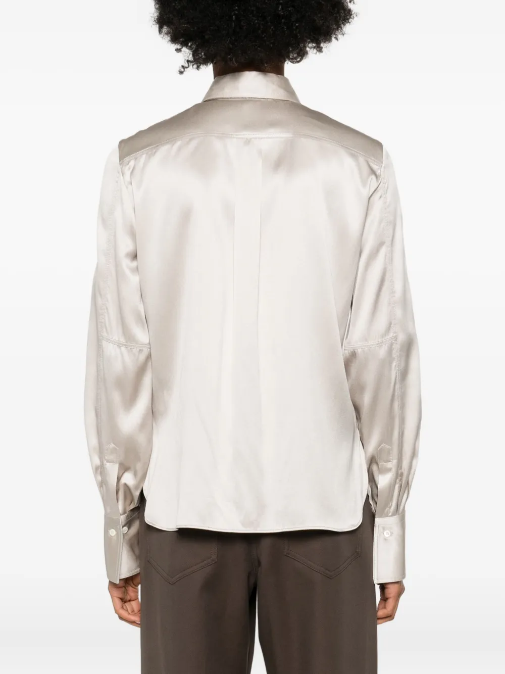 Brunello Cucinelli Women Shirt Satin Stretch With Monile In Neutral