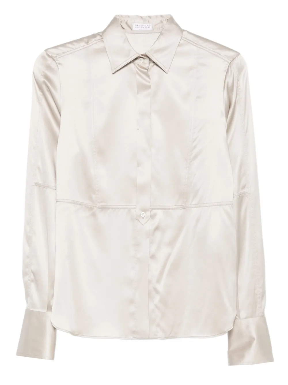Brunello Cucinelli Women Shirt Satin Stretch With Monile In Neutral