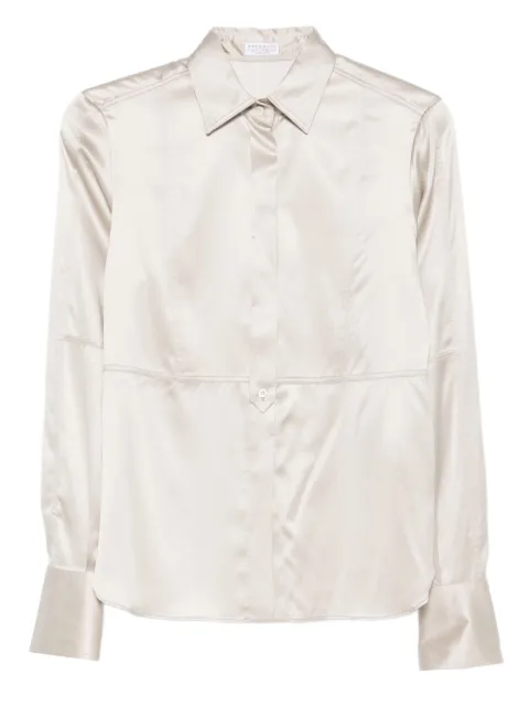 Brunello Cucinelli camisa de seda manga larga