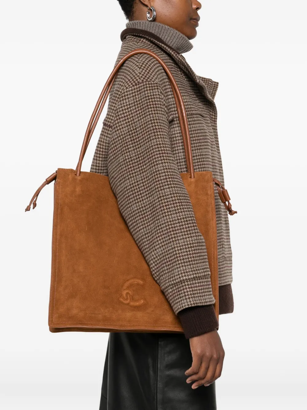 Coccinelle large Dulse suede tote bag - Bruin