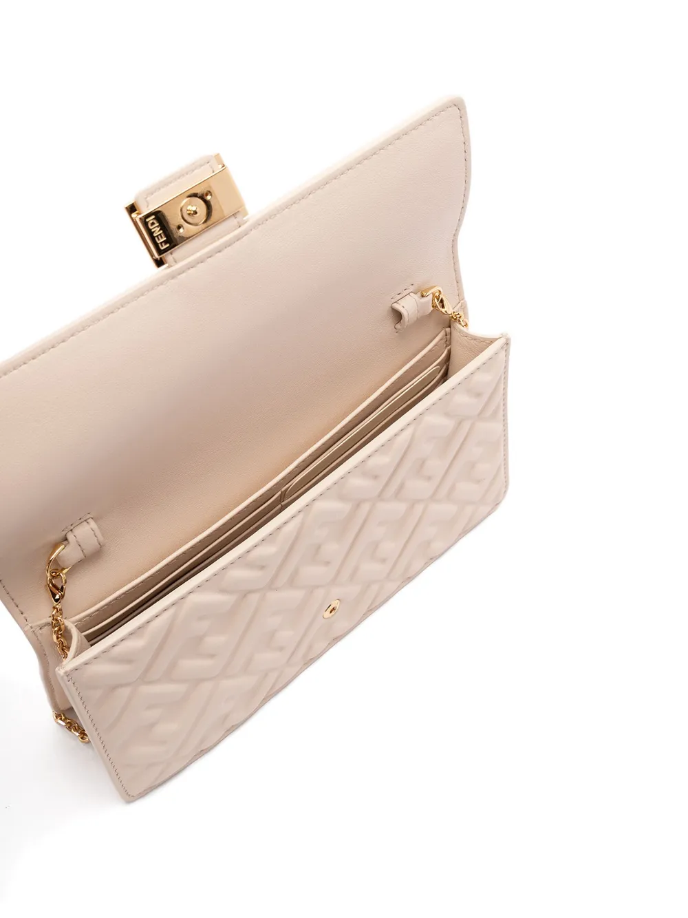 FENDI Wallet On Chain Baguette clutch bag F0VWM CAMELIA+ORO SOFT
