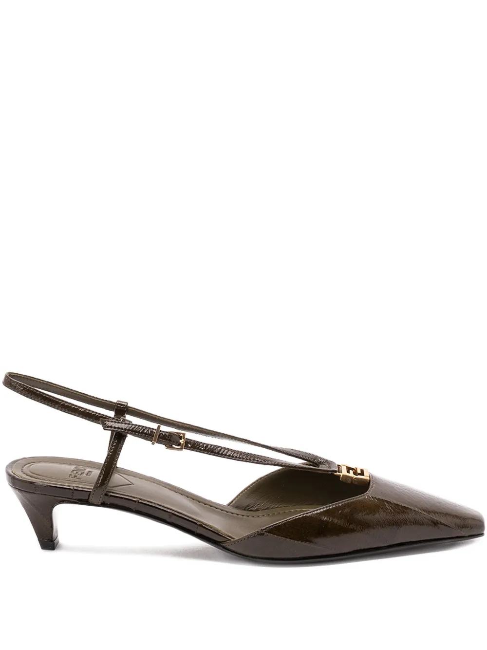 Fendi 40mm Slingback Pointed-toe Heeled Pumps In Green