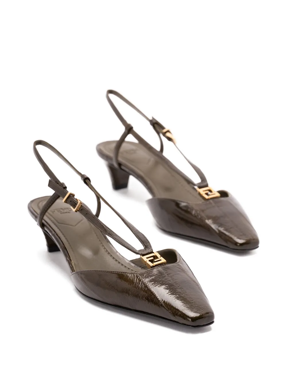 Fendi 40mm Slingback Pointed-toe Heeled Pumps In Black