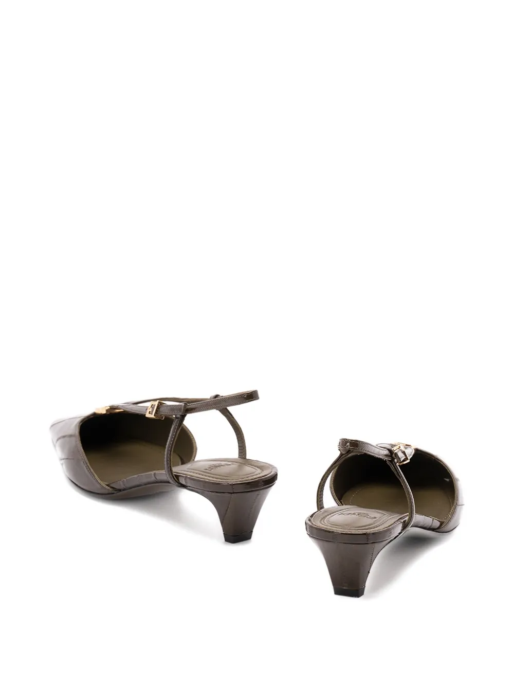 Fendi 40mm Slingback Pointed-toe Heeled Pumps In Black