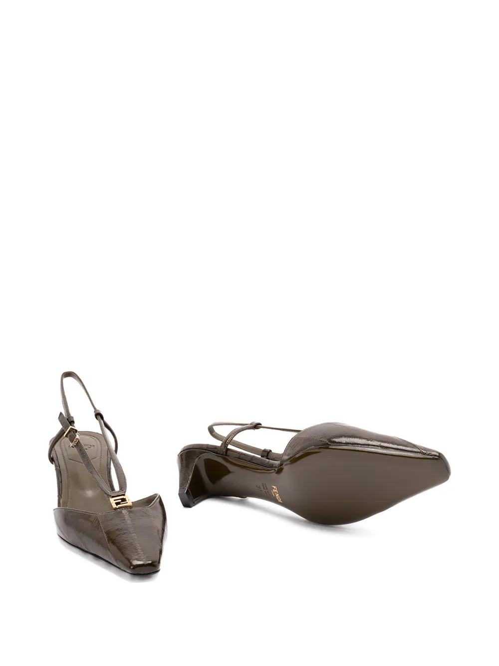 Fendi 40mm Slingback Pointed-toe Heeled Pumps In Black