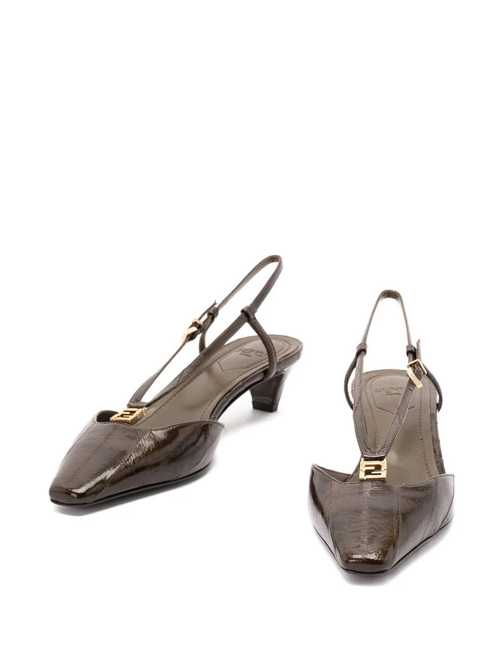 Fendi 40mm Slingback Pointed-toe Heeled Pumps In Black
