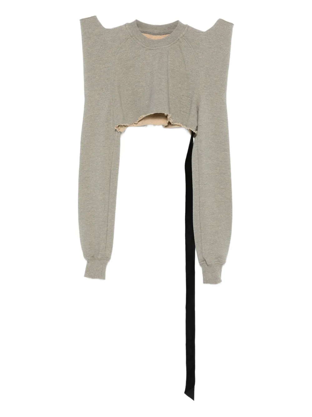 Rick Owens Drkshdw Frayed-hem Raglan-sleeve Top In Gray