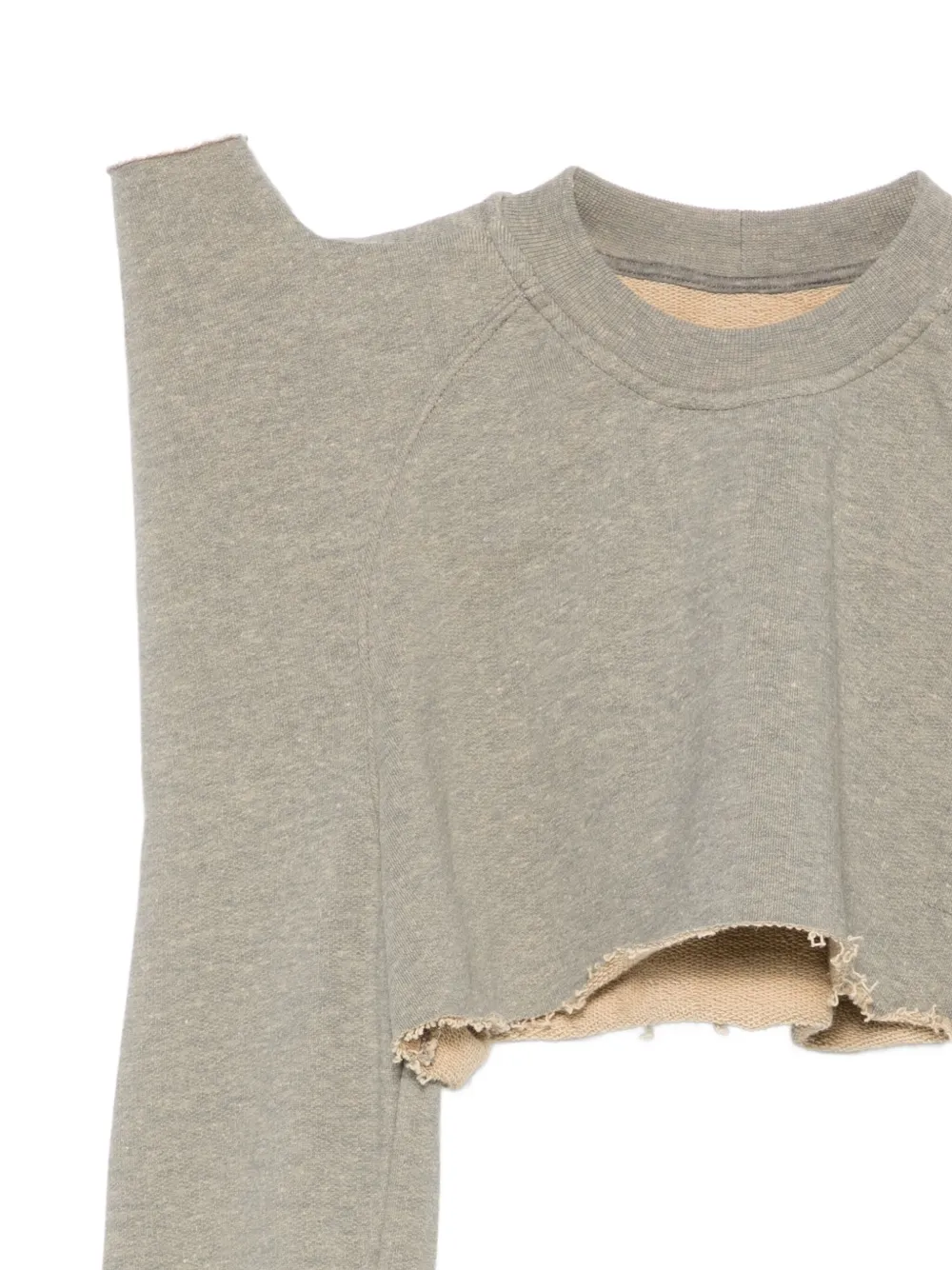 Rick Owens Drkshdw Frayed-hem Raglan-sleeve Top In Gray