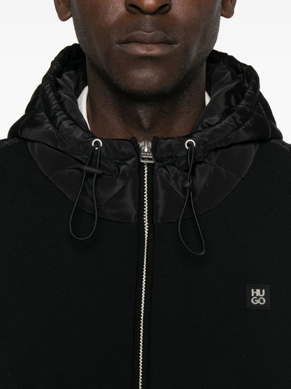HUGO Jack met capuchon en gewatteerde zakken Zwart