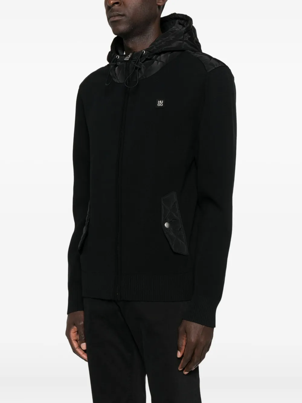 HUGO Jack met capuchon en gewatteerde zakken Zwart