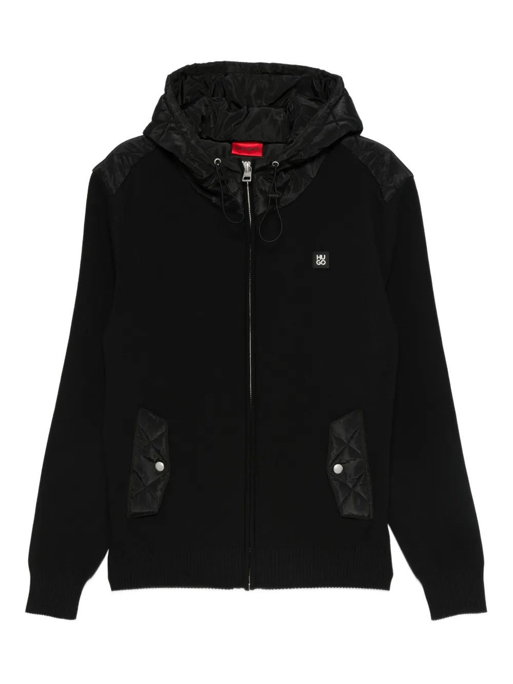 HUGO quilted-pockets hooded jacket | Black | Image 1