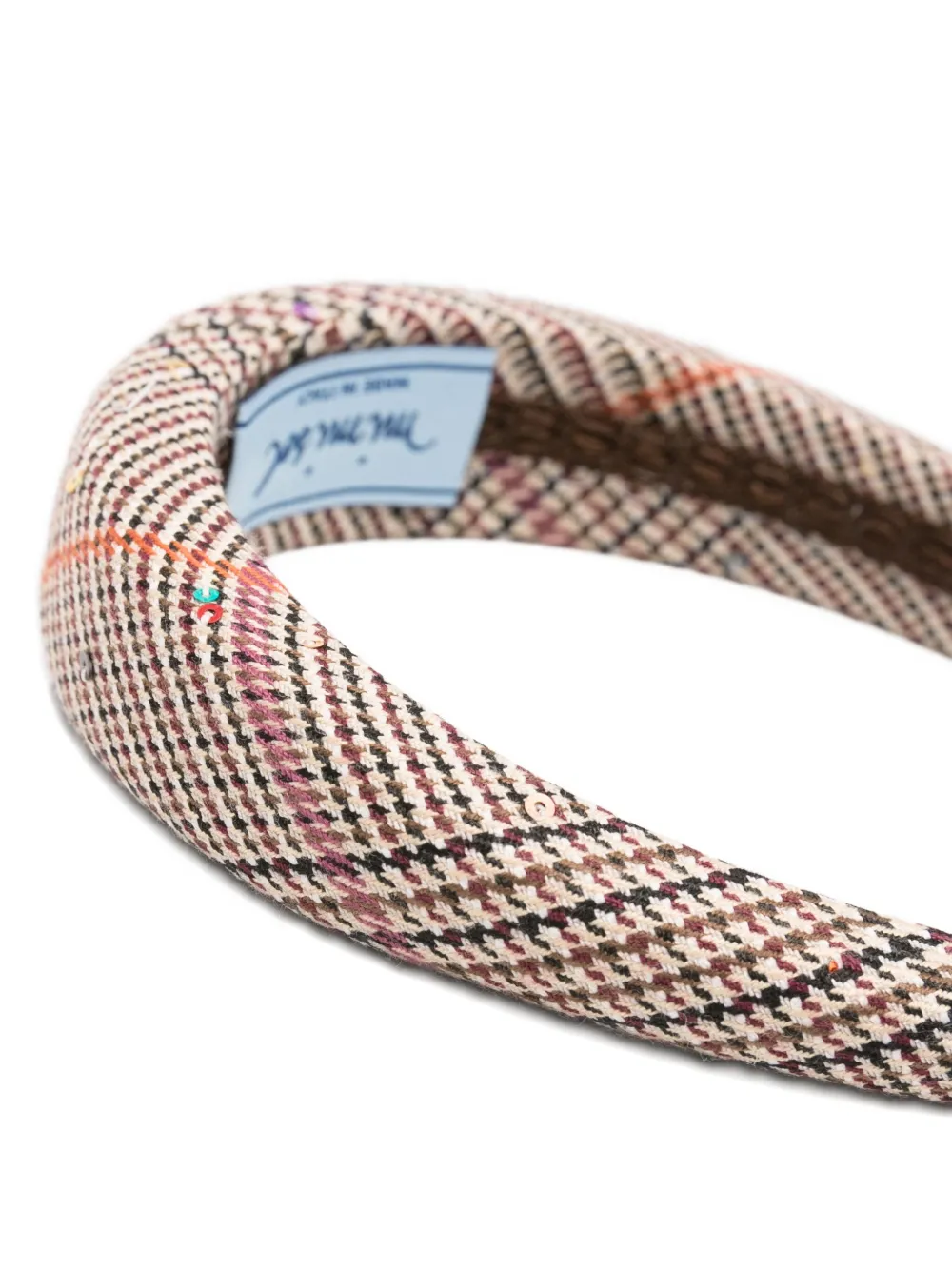 Mi Mi Sol Plaid Padded Headband In Brown