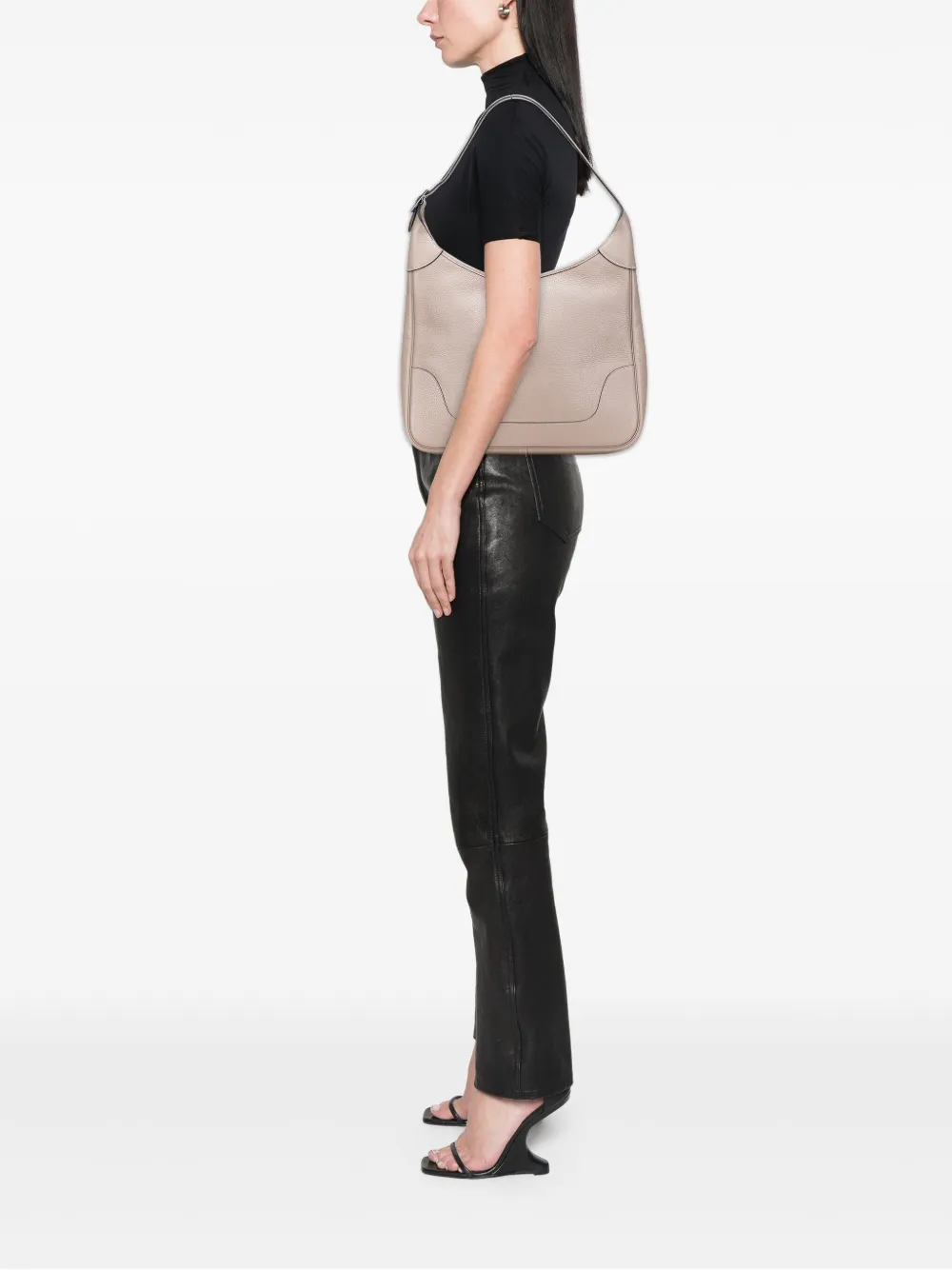 Pre-owned Hermes 2001 Clemence Trim Ii 38 Shoulder Bag In Brown