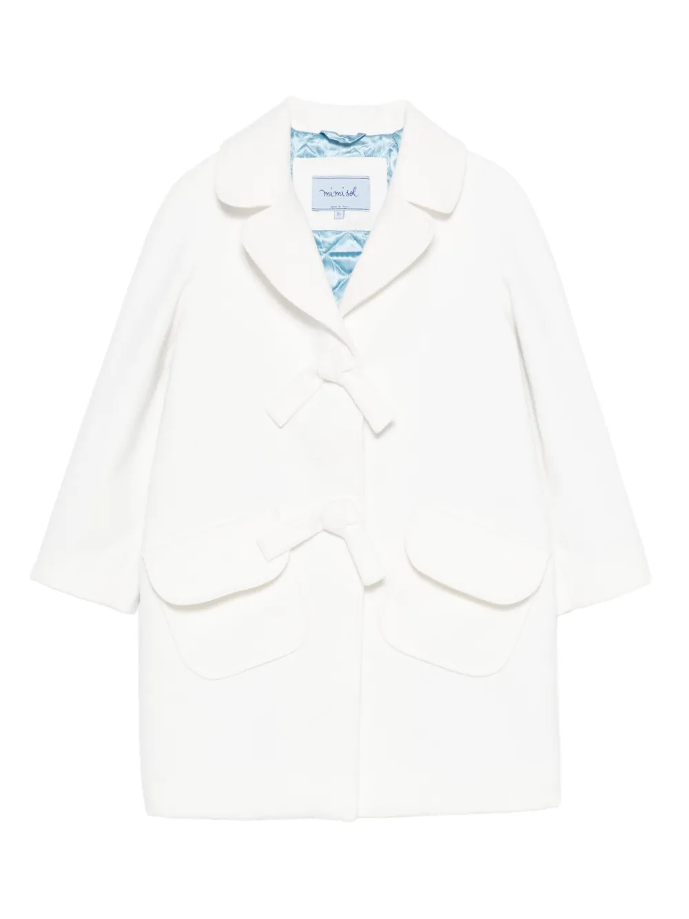 Mi Mi Sol bow-detail coat - Bianco