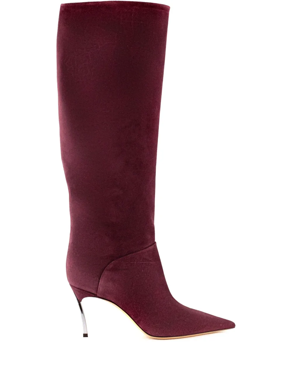 Casadei 80mm Pointed-toe Suede Boots In Red