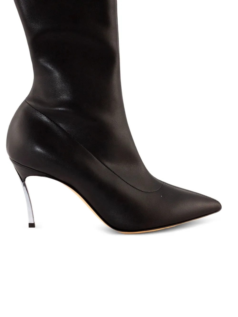 Casadei 80 mm stiletto laarzen met puntige neus Zwart