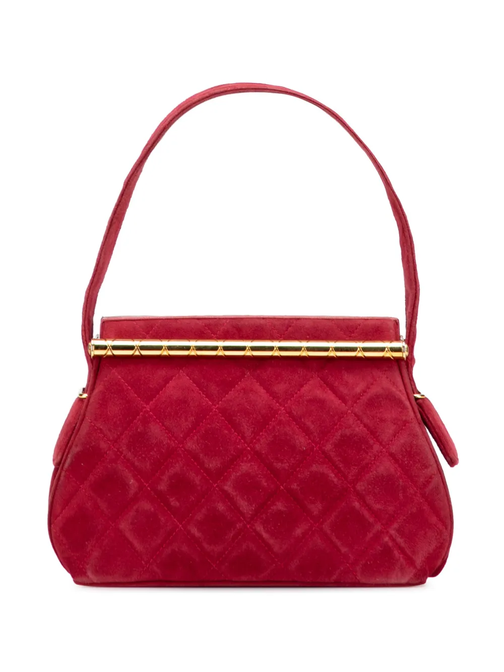 CHANEL Pre-Owned 1989-1991 Quilted Suede Metal Frame handbag - レッド CHANEL Pre-Owned 1989-1991 Quilted Suede Metal Frame handbag - レッド