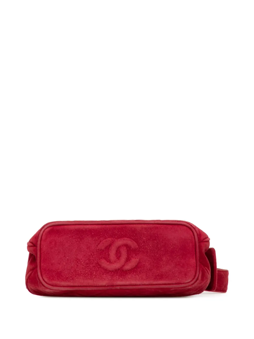 Pre-owned Chanel 1989-1991 Quilted Suede Metal Frame Handbag In Red