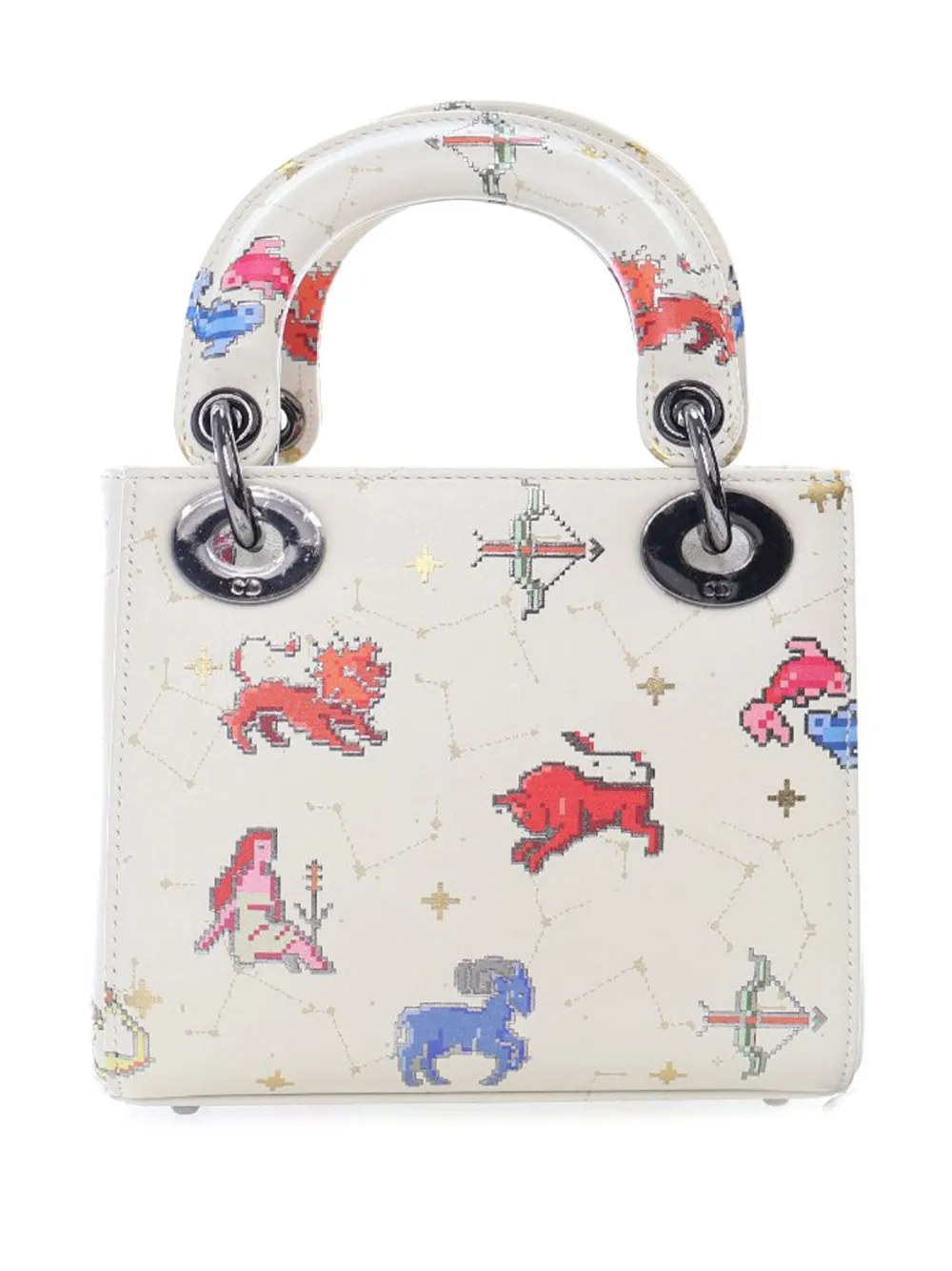 Pre-owned Dior 2022 Mini Calfskin Pixel Zodiac Lady Satchel In Multi