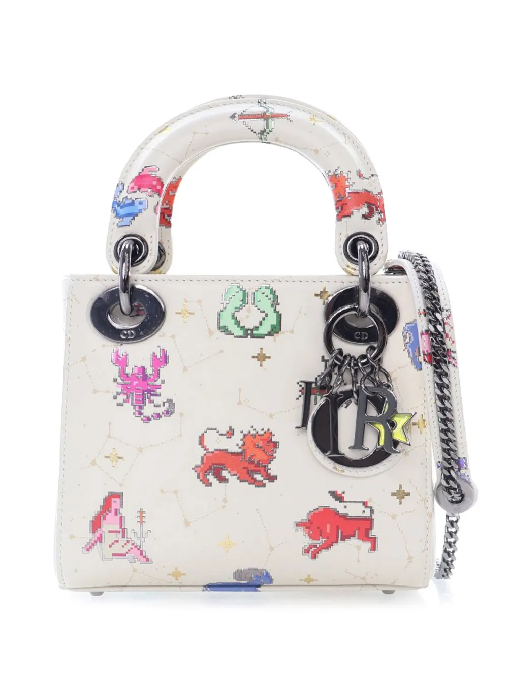 Christian Dior Pre-Owned 2022 ミニ カーフスキン ピクセル ゾディアック レディ ディオール サッチェルバッグ Christian Dior Pre-Owned 2022 ミニ カーフスキン ピクセル ゾディアック レディ ディオール サッチェルバッグ