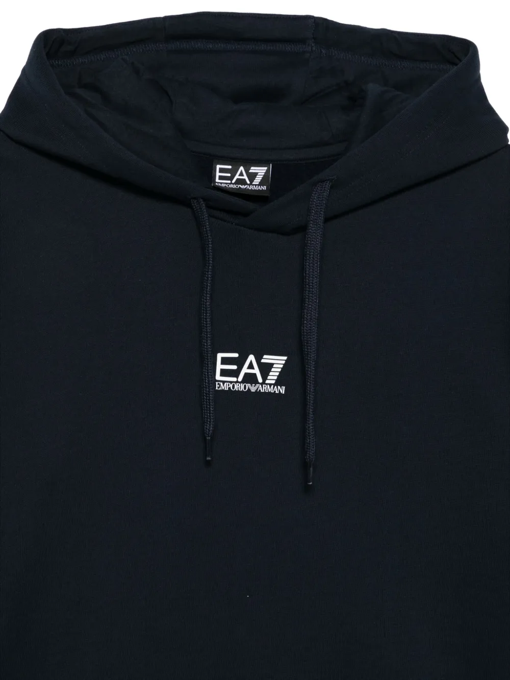Ea7 Logo-embroidered Hoodie In Blue