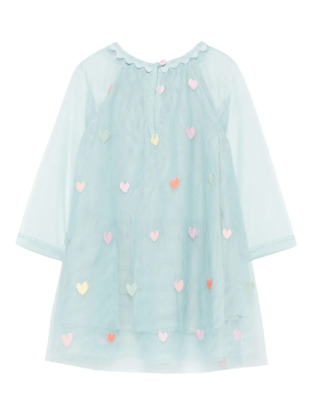 Stella McCartney Kids heart-embellished tulle dress - Blauw