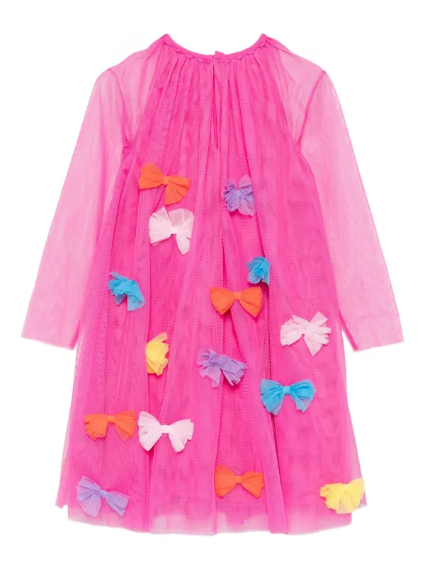 stella mccartney pink dress Tie-detailed Silk Midi and beaded embellishments. Compact Knit Long Sleeve Dress