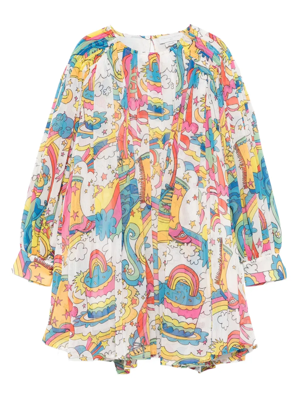 Stella McCartney Kids rainbow-print pleated dress - Bianco