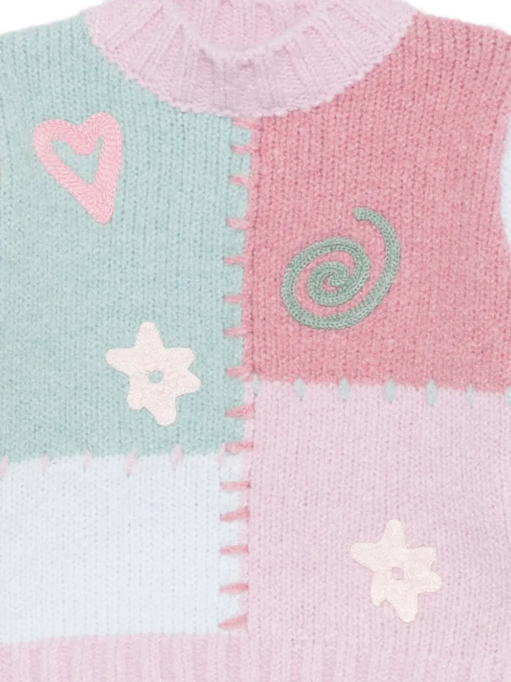 Stella Mccartney Patchwork-embroidered Sweater In Pink