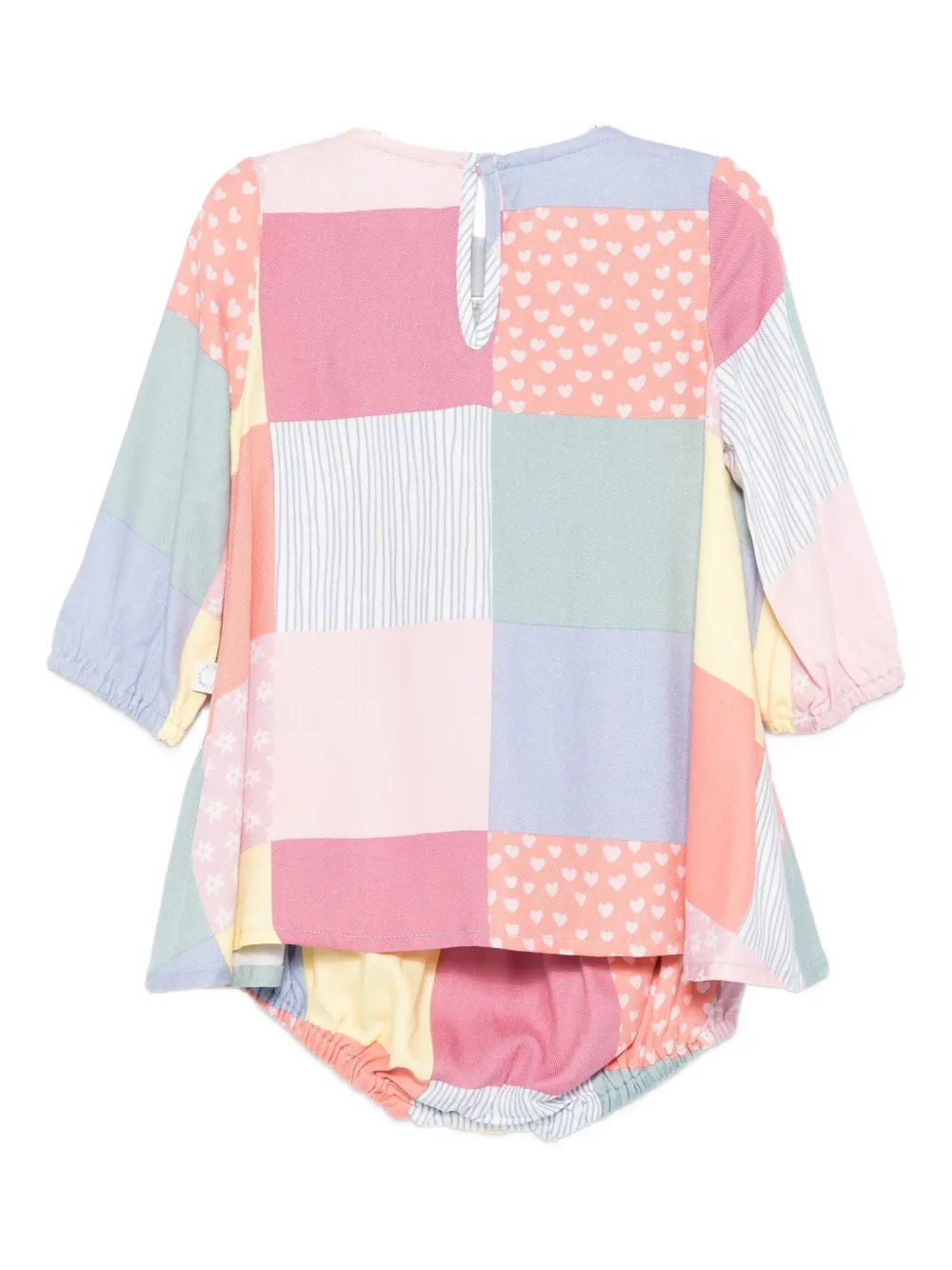 Stella McCartney Kids patchwork bird-applique dress - Blauw