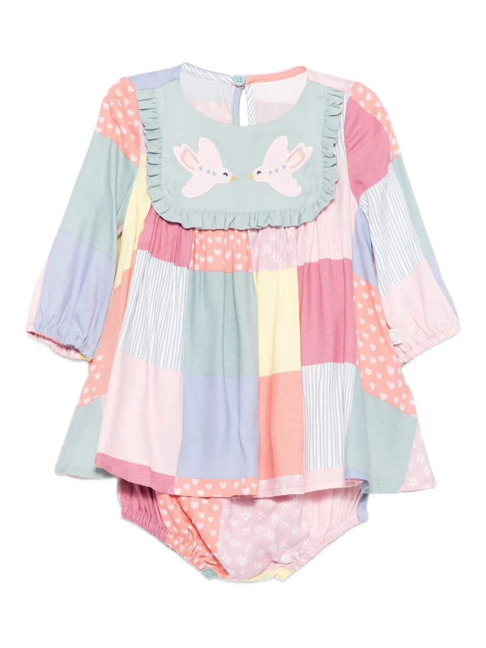 Stella McCartney Kids patchwork bird-applique dress | Blue | Image 1