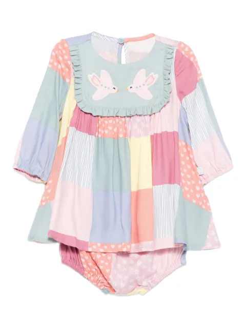 Stella McCartney Kids patchwork bird-applique dress
