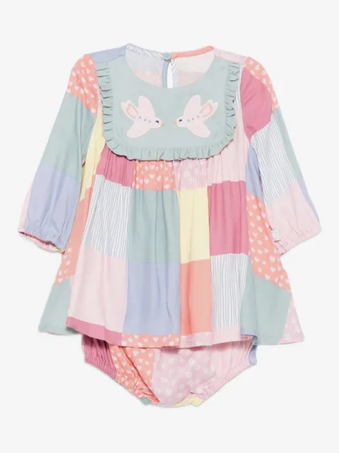 Stella McCartney Kids patchwork bird-applique dress
