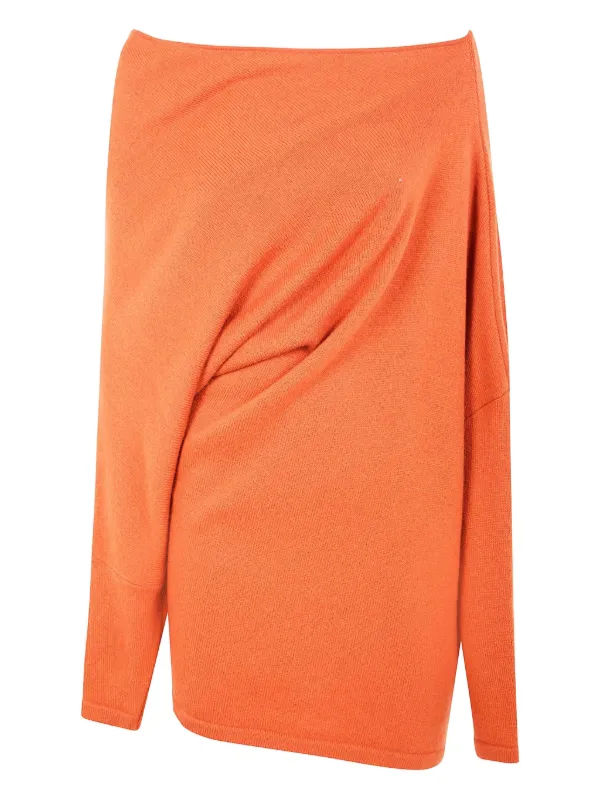 Gianluca Capannolo off-shoulder Draped Sweater Orange