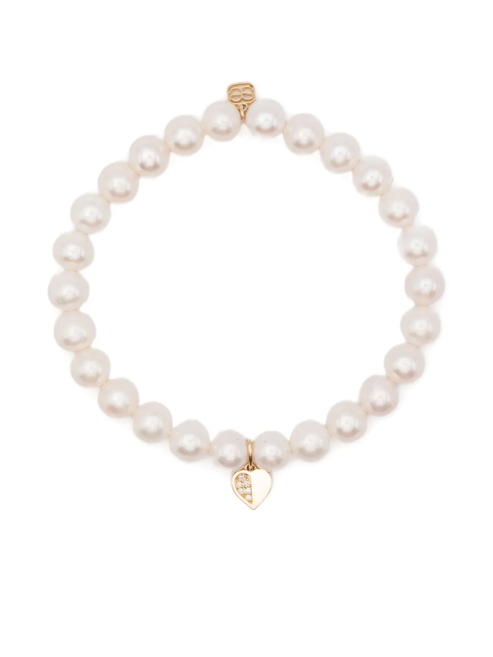 Sydney Evan 14k Yellow Gold Pearl And Diamond Charm Bracelet In White