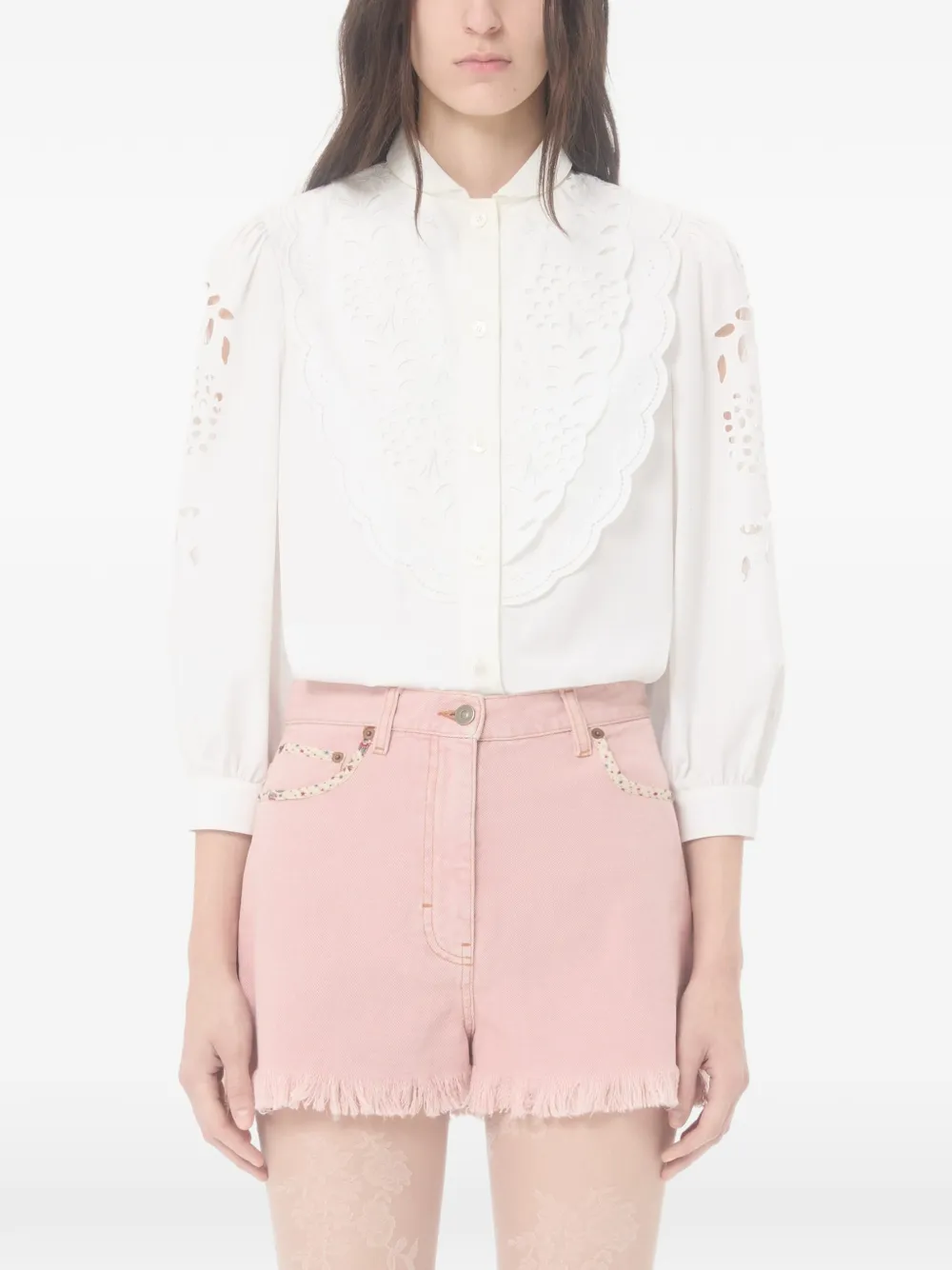 Valentino Garavani Embroidered Poplin Shirt - White 