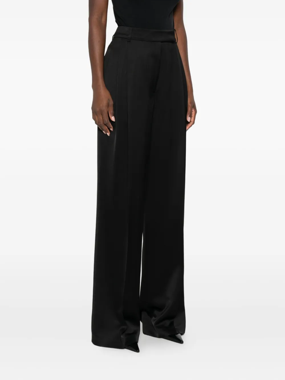 Rohe High-waisted Pleated Casual Pants In Black