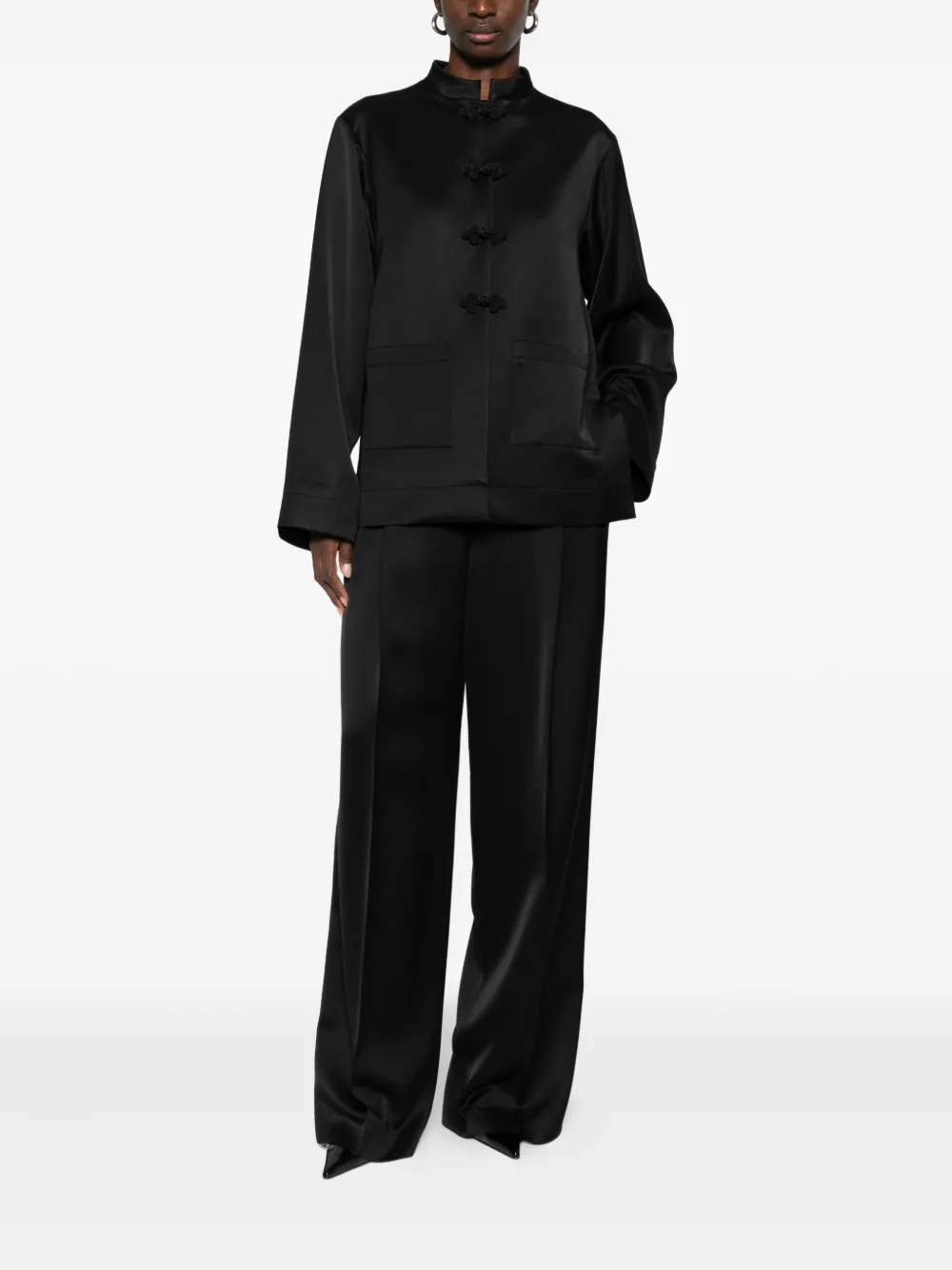 Róhe high-waist satin trousers - Zwart