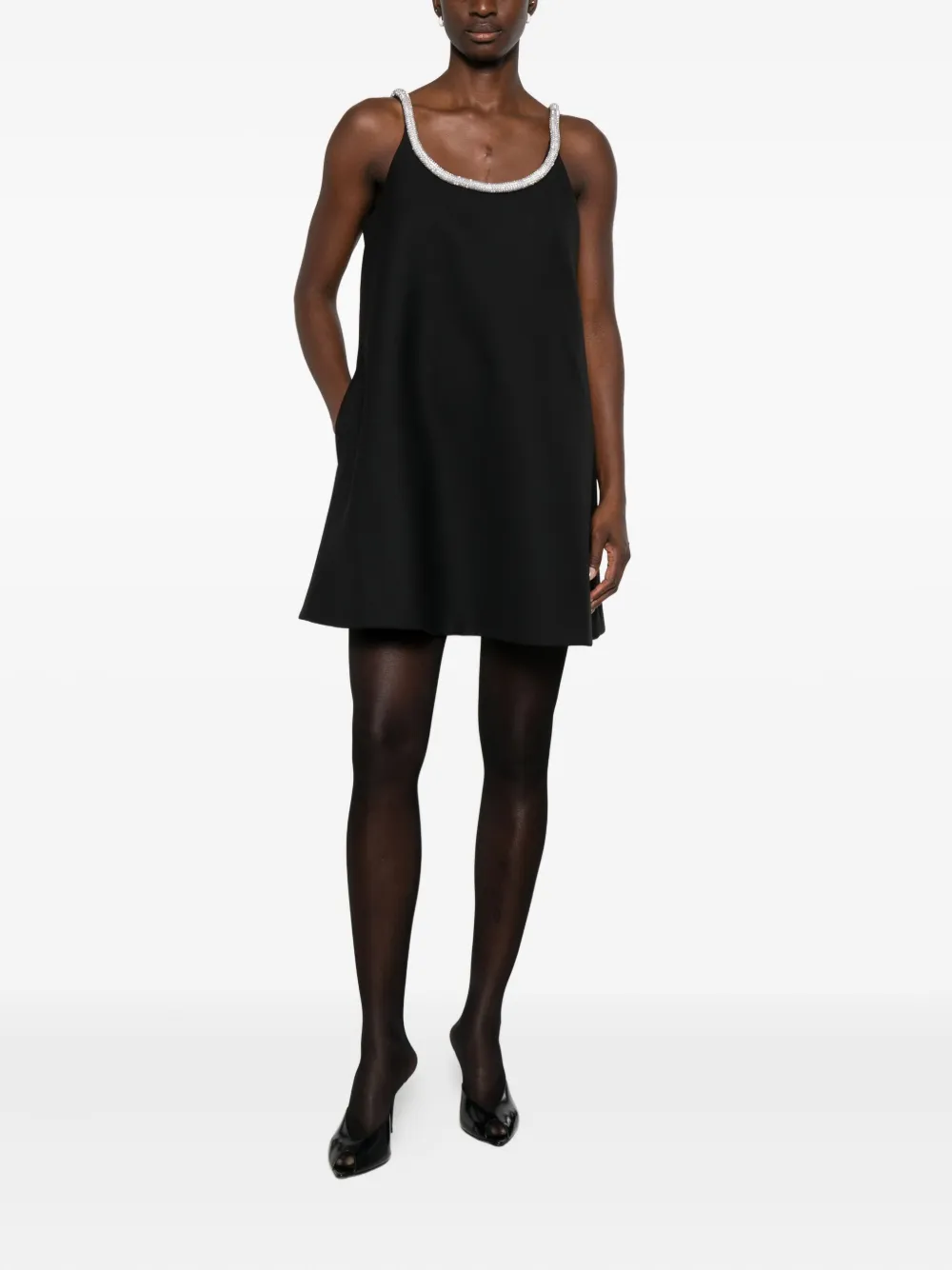 Róhe A-line appliqué mini dress - Zwart